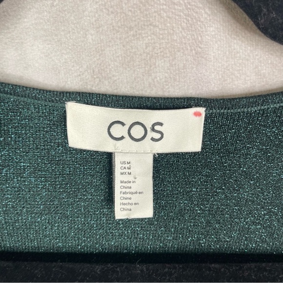 COS Sparkle Glitter Cropped V-Neck Cardigan In Green Women's Size M - Picture 7 of 7
